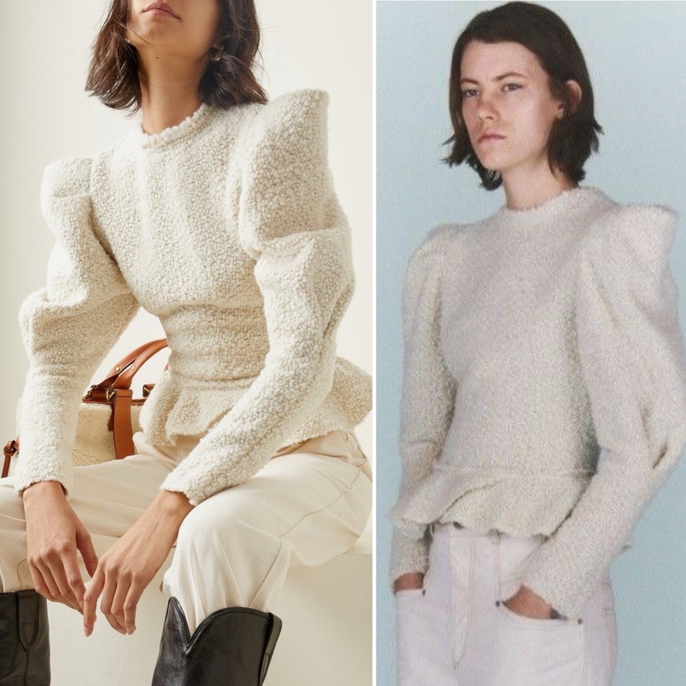 Isabel Marant Giamili Bucle Peplum Sweater Top in Ecru Size 40 (8 US) - Picture 9 of 16